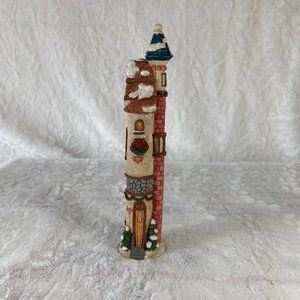 Lighthouse cottage Pencil decor figurine snow covered resin